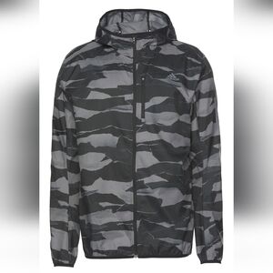 Adidas Own The Run Jacket Mens Size Large Black And Grey Camo
